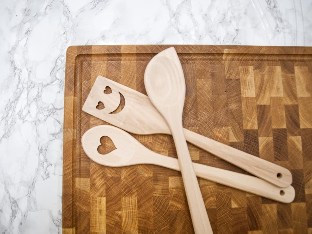 Beech Kitchen Utensils with Laser Cut Motifs - Love (Set of 3)