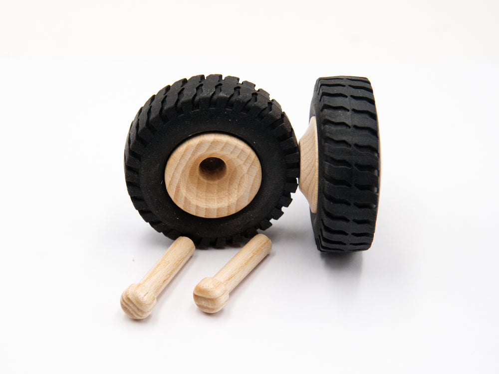 Beech Toy Wheels with Profile Rubber Tyres